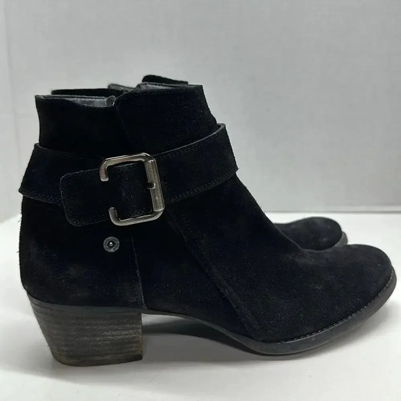 Paul Green Jano Boot Moto Bootie Boots Suede Ankle Block Heel Black Size US 7 - Picture 2 of 10